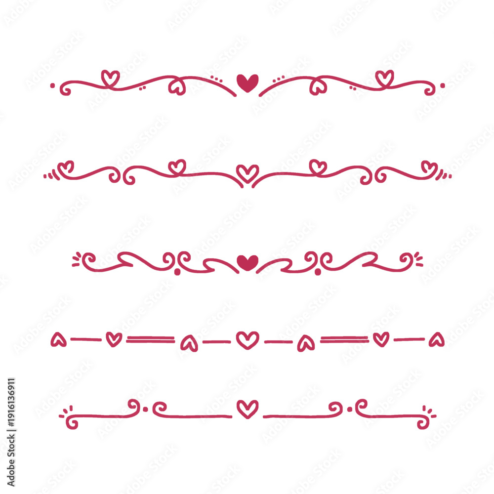 Obraz premium Hand Drawn Decorative Divider and Ornamental Border Illustration Set for Print and Wedding Design