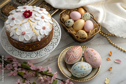 easter cake with eggs
