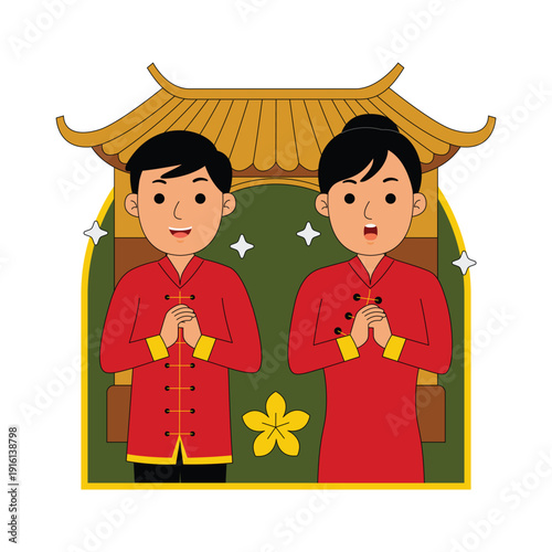 Happy Chinese New Year Greeting Couple