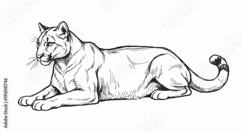 Black and White Drawing of a Panther.
