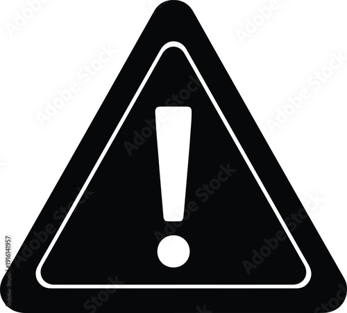 silhouette triangular warning sign exclamation mark symbol danger alert vector design
