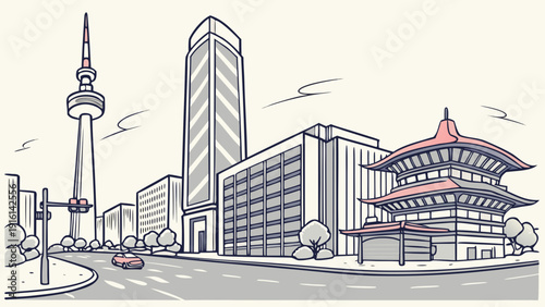 Gangnam Urban Vector Illustration