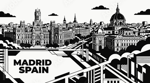 madrid spain europe capital city skyline landmark architecture urban travel tourism historic culture downtown plaza landscape