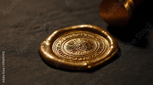 A glowing seal stamped on a golden document, symbolizing absolute guarantee.