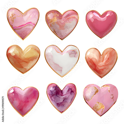 Glossy Textured Heart Shapes Romantic Concept Stock Photo