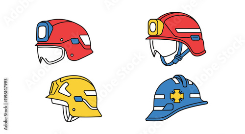 Rescue Helmet Line soft tone color vector
