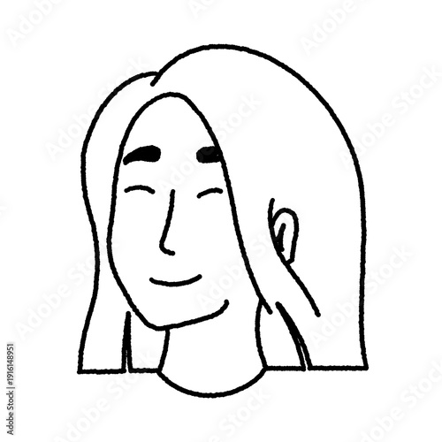 beautiful girl smile line art illustration
