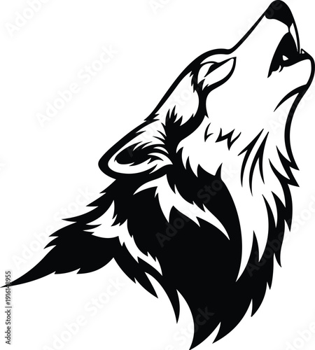 Illustration of a howling wolf with its head tilted back, showcasing its wild nature and a powerful call