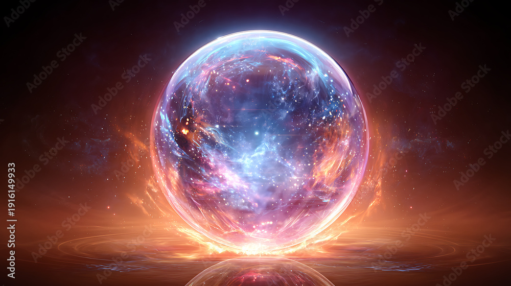 Obraz premium A glowing crystal ball showing a vibrant and transformative vision of the future. (2)