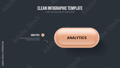 Modern Planning Presentation Design Vector Illustration. Market Profile One Option Infographic Frame Layout. Company Analysis 1 Step Diagram Slide Template.