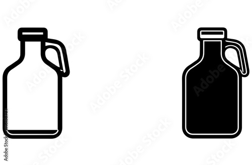 Two glass growler jug icons with handles one filled and one empty for beer or beverage storage