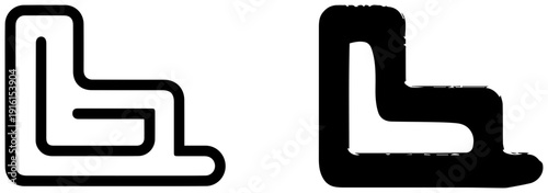 Weather map symbols for low pressure systems in meteorology two black and white icons