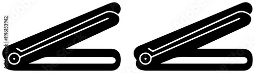 Black icons of two print tongs arranged side by side on white background for design and printing