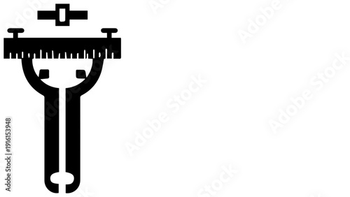 Black icons of outside calipers with ruler markings for measurement on white background for design and engineering