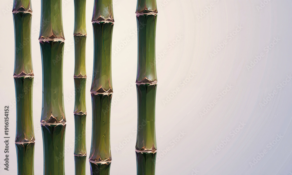 Fototapeta premium Bamboo Minimal Icons - stalks arranged in neat vertical lines.