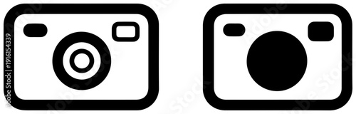 Two black and white camera icons in large format for graphic design and digital media use
