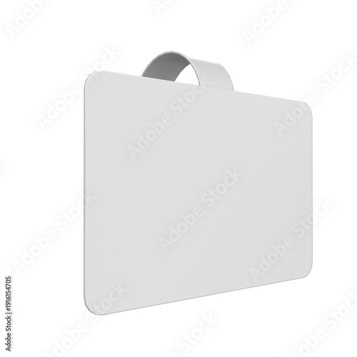 Canvastavla Blank white plastic shelf wobbler  hanging mockup with curved bracket isolated on background