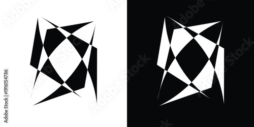 Abstract geometric shapes in black and white on contrasting backgrounds sharp angles