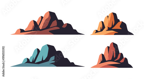 Rocky Hilltop Line modern color mix vector