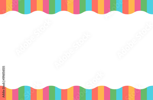 夏のカラフルストライプウェーブフレーム背景