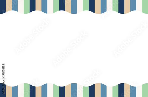 夏のネイビーストライプウェーブフレーム背景