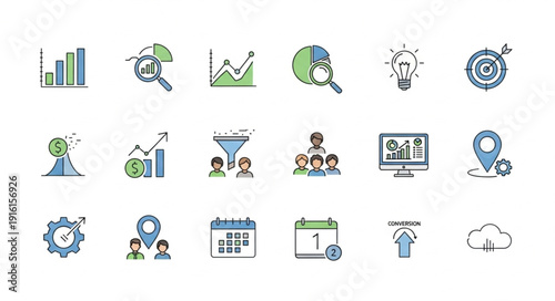 Business icons for marketing strategy.