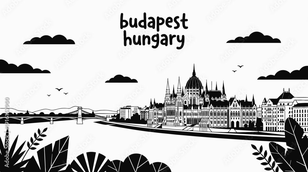 Obraz premium budapest hungary europe capital city skyline landmark architecture urban travel tourism historic culture downtown danube parliament landscape