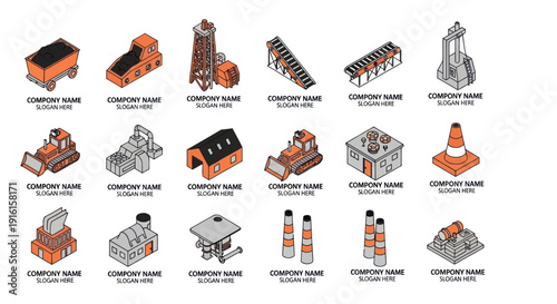Collection of Various 3D Industrial Objects Rendered.