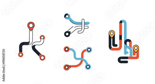Route Network Line modern soft tone illustration