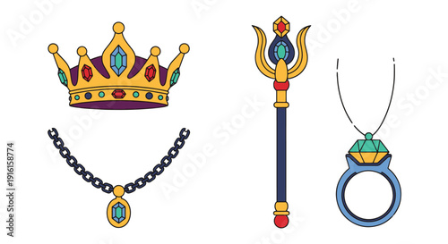 Royal Jewelry Line art color creative abstract vector