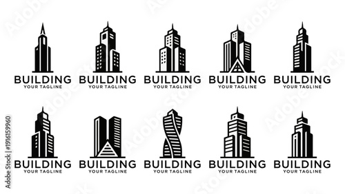 Cityscape Architecture Logo Set, Contemporary Urban Design