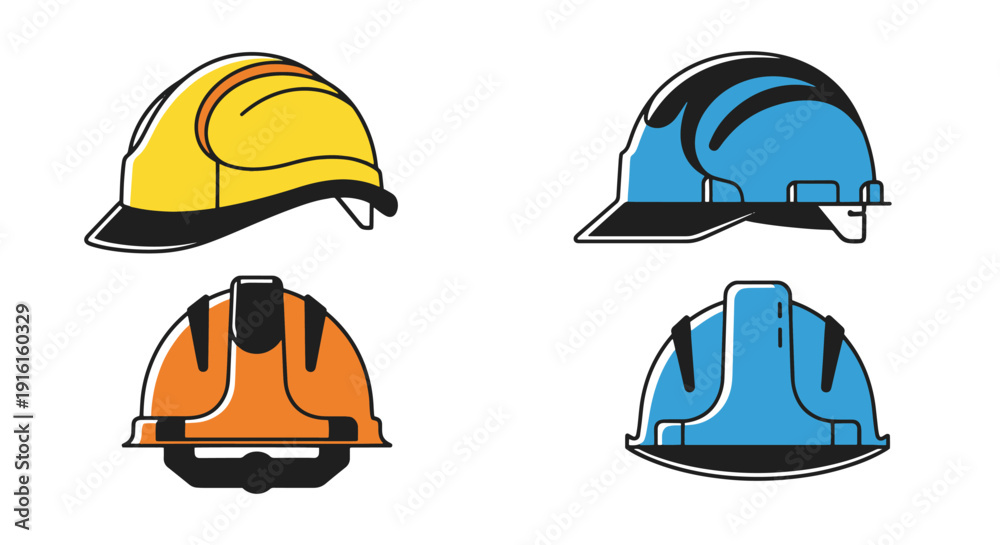 Fototapeta premium Safety Helmet Line modern smooth abstract vector