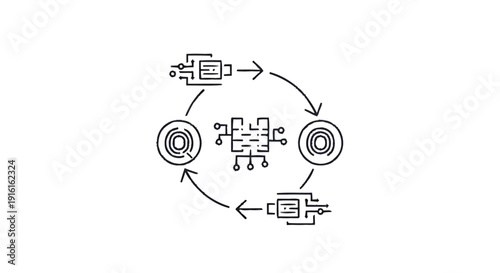 Abstract representation of a technological process or cycle.