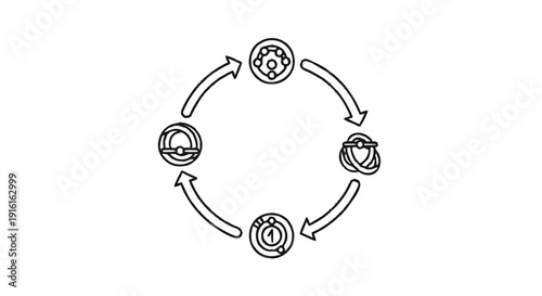 Circular diagram illustrating a process with five distinct stages.