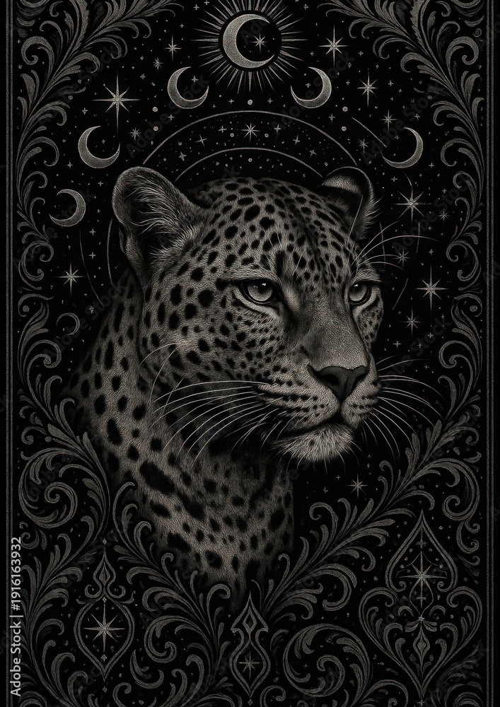 Obraz premium Mystical leopard celestial art
