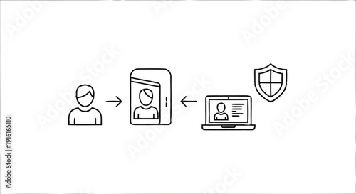 Digital Identity Verification Process with Security Shield Icon.