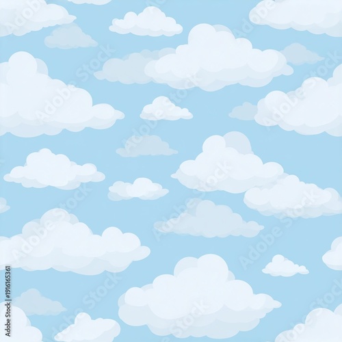 Minimalist Cute White Cumulus Cloud Vector Icon on Pastel Blue Background