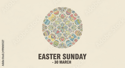 Colorful easter eggs decoration for easter sunday on march 30 festive holiday background