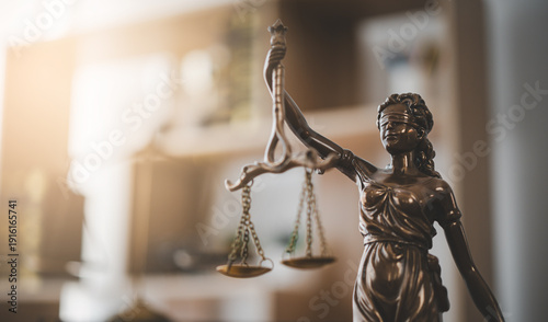 Photos Lady justice,Law theme, mallet of the judge, law enforcement officers, evidence-based cases and documents taken into account