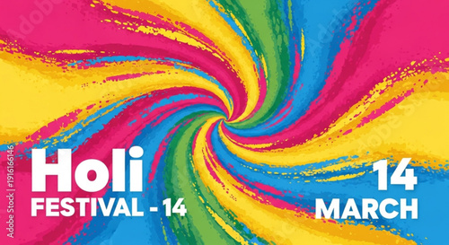 Vibrant holi festival background with swirling colors and text