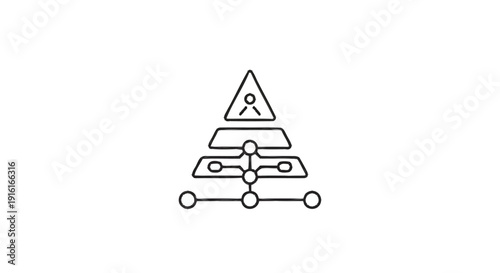 Hierarchical structure with interconnected nodes and a person at the top.