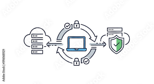 Secure Data Transfer and Network Security Concept.