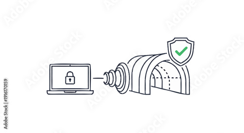 Secure Network Connection and Data Protection Concept.