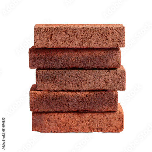 Professional Usage of Image: Stack of 8 Aligned Red Clay Bricks for Construction Projects