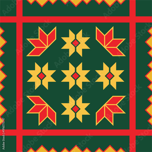 Traditional Slavic, Bulgarian decorative embroidery vector pattern. Seamless ornamental motifs for folklore costume, clothing, textile, damask, craft knitting, sewing. Balkan cultural heritage.