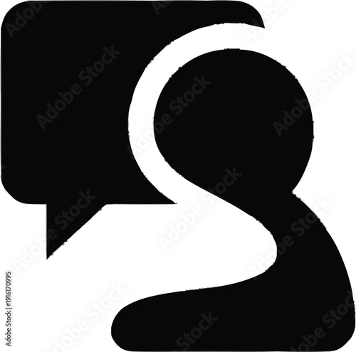 Person silhouette with a speech bubble, symbolizing individual thought or direct communication