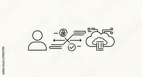 User Accessing Secure Cloud Data Through Digital Network.