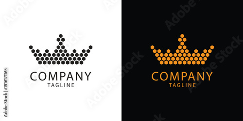 Abstract crown logo design with simple dot patterns suitable for company branding and identity projects featuring modern style