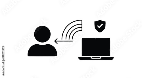 User Interacting with Secure Laptop via Wireless Connection.