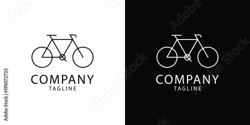 Minimalist bicycle logo design with contrasting backgrounds for commercial branding and versatile use across various advertising campaigns and